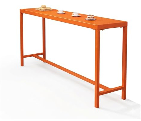 Industriell Metallbartabell, 120/140cm Extra HöG Pubbord FöR Små Utrymmen, Robust StåEnde Konsolbord, AlltväDer Smal HöG Bord FöR KöK, Balkong Och Uteplats(Orange,140cm/55)