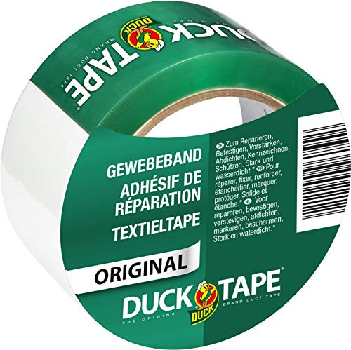 DUCK TAPE original 106-05 – Bande adhésive de tissu – Pour réparer, fixer et renforcer – Dimensions : 50mm x 25m – Couleur blanc
