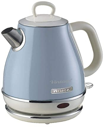Ariete 2868 Bollitore Elettrico 1 Litri di Design Infusi, tè e tisane Autospegnimento 2000 Watt Acciaio Inox Linea Vintage Classic, Celeste