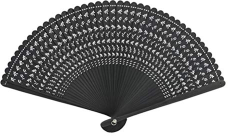 VOSAREA Folding Hand Fan Bamboo Folding Fan with Dragonfly Patterns for Dancing Party Favors Gifts (Black)