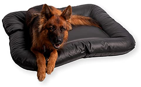 4L Textil Slitstark hundbädd av konstläder hundmadrass Ella hundsoffa hundkudde hundmadrass hundbädd djurkudde färg och storlek valbara från M till XL (XL – 130 x 110 cm, svart)