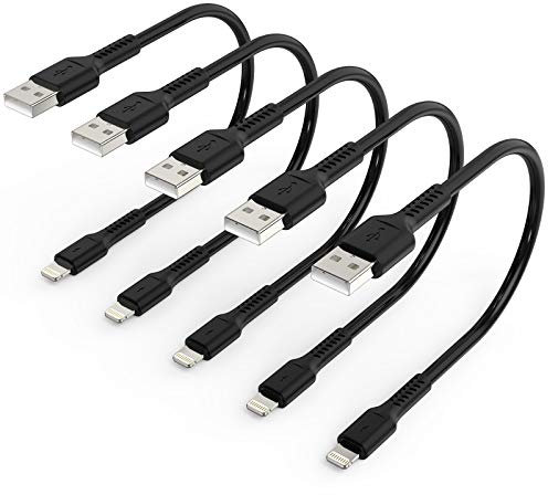 30cm iPhone Charger Cable Short, 5 Pack USB A to Lightning Cord Fast Charging Lead for Charging Stations Compatible with Apple iPhone 12 11 Pro Max Xs 8 7 6 5 Plus, iPad Air/Mini
