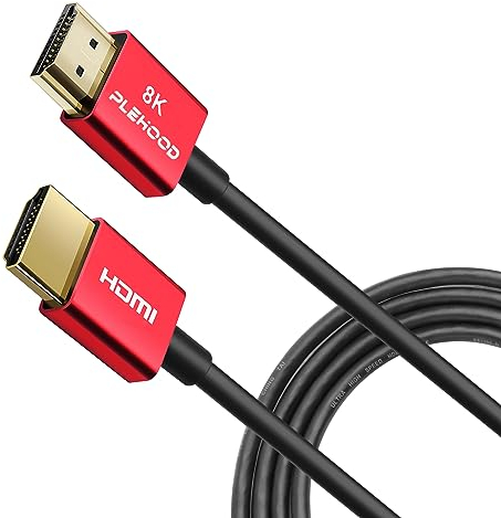 Plehood 8K HDMI 2.1 Kabel 0,5m, Schlankes HDMI zu HDMI Kabel 48Gbps, Ultradünnes Kabel, 8K@60Hz 4K@120Hz, Dynamisches HDR, eARC, Dolby Vision, Kompatibel mit GH5S, NS, 8KUHD TV, PS5, hdmi kabel 50cm