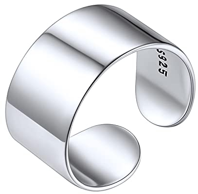 SILVERCUTE 8mm breit glatter Zehen Ring verstellbar Silber 925 Offener Zehenring minimalistischer Sommer Strandparty Schmuck Accessoire für Mädchen Frauen