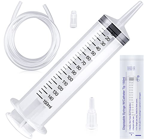 Ysimple 150ml Large Syringes with Tube, Reusable Liquid Syringe | Reusable Plastic Syringe with 100cm Tube, for Liquid Transfer, Oil, Glue, Pet Feeding, Gardening and Laboratory Applications