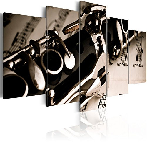 murando Cuadro Acústico Musica 225x112 cm espuma acústica absorbe el sonido aislamiento lienzo de 5 piezas Impresión Artística Decoración de Pared Imagen Gráfica 030205-4