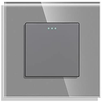 CNBINGO 1-Way Rocker Button Light Switch, Glass Panel Wall Switch