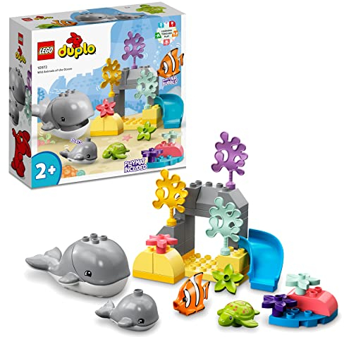 LEGO 10972 DUPLO Wilde Tiere des Ozeans, Lernspielzeug ab 2 Jahre, Spielzeug-Set für Kleinkinder mit Meerestieren und Spielmatte