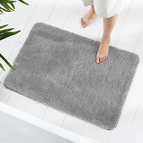 Teppich, 60 x 90 cm Flauschige Mikrofaser Waschbarer Badteppich Badematte, rutschfest Badezimmerteppich für Badezimmer, Wohnzimmer (Grau)