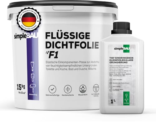 simpleBAU Dichtmasse Wasserdicht 15kg 1L Tiefengrund Lösemittelfrei