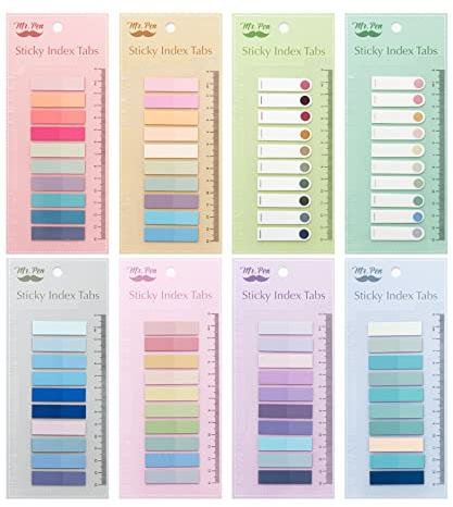 Mr. Pen- Colorful Sticky Tabs, 1600 Pcs, Transparent Page Markers, Annotating Book Tabs