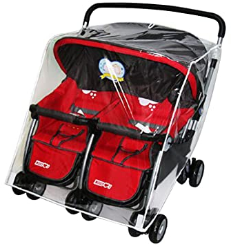 Caneem Doppel-Regenschutz für Kinderwagen, wasserdichtes PVC-Wetterschutz, universelles Regenschutz, doppelter Kinderwagen-Abdeckung für Regen und Wind