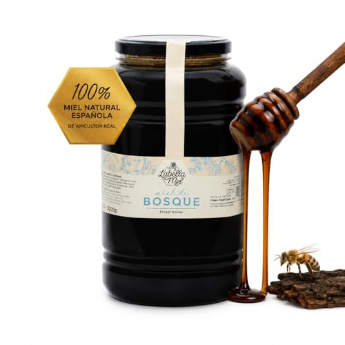 L'Abella Mel | Miel de Forêt Pur 100% Naturel | Miel d'Abeille Sans Additifs ni Sirops Ajoutés | Apiculture Familiale Depuis 4 Générations | Pot 3 kg