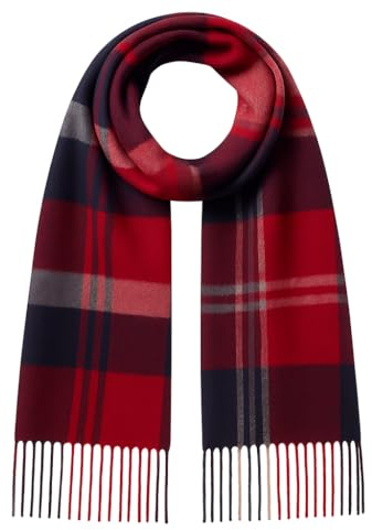 KARMA.DIEM Sciarpa da donna a quadri, XXL, in materiale morbido, qualità premium, 180 x 90 cm, Colore: rosso, 180 x 60cm