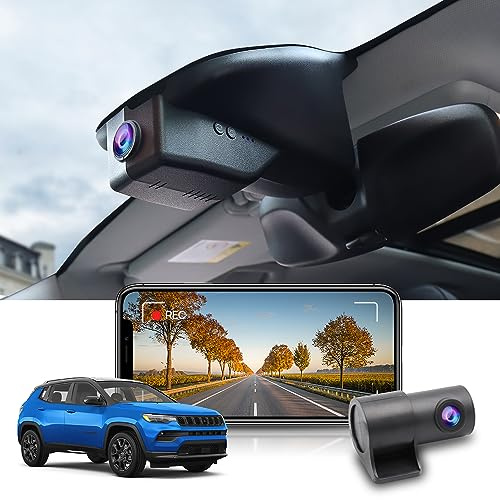 Fitcamx Dashcam Auto Vorne Hinten Kompatibel mit Jeep Compass 2nd Gen 2018-2025 (HD2-6125), OEM Dashcam 4K UHD 2160P+1080P Video WiFi, G-Sensor, Loop-Aufnahm, WDR Car Camera, Plug&Play, 128 GB Karte