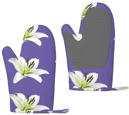 Beautiful-Lilies Silikon-Ofenhandschuhe – hitzebeständige Grillhandschuhe mit Fingern, wasserdicht, rutschfest, Ofenhandschuhe, Küche, Kochen, Handschuhe zum Backen, Grillen, Grillen