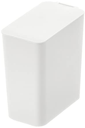 Simple Petite Poubelle de Bureau Corbeille à Papier rectangulaire Organisateur de déchets en Plastique Blanc avec Couvercle pour Bureau à Domicile à Espace étroit Pratique