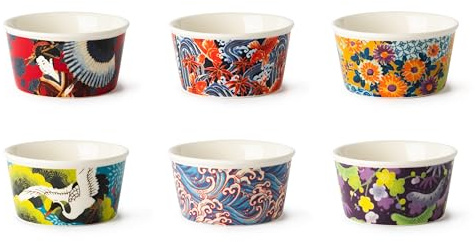 Excelsa Kimono Set 6 Coppette Gelato/Aperitivo, Porcellana, Diametro 8.7 Cm., Decori Assortiti…