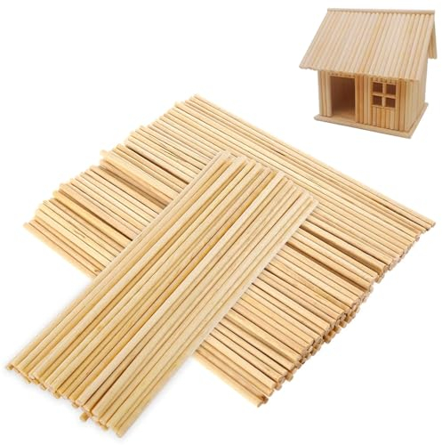 Holzstab, 200 Stück Holzstäbchen Rund, Rundhölzer, Holzstock, 300 * 3 mm Bambusstäbe Bastelstäbe, Lange Rundhölzer Natürlicher Rundstab Holz für DIY Arts Craft Basteln Dekoration