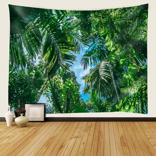 Mesnt Wandteppich Begrünung, Tropische Blätter Wandteppich Wandkunst für Schlafzimmer Wohnzimmer Dorm Decor Wandteppich, 210x140cm