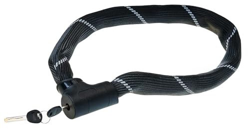 Kettenschloss 90/8Farbe: schwarz/silber, abriebfeste IVY Tex Kunststoffummantelung, Schließzylinder und 2 Sicherheitsschlüssel, EN 15496, Material: extra gehärtete Stahlkette, Länge: 900 mm