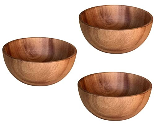 Garneck 3 Stk Holzschüssel Nudelschüssel japanische Suppenschüssel Korb Akazie heim Acai rustikale sleek ramen schüssel Obstschale Schüssel zum Servieren von Speisen Salatschüssel aus Holz
