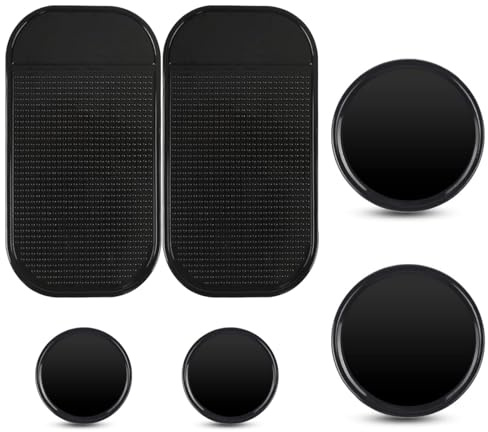 Mooshy 6 Stück Auto Anti Rutsch Matte Antirutschmatte für Handy Waschbare Nano Gel Pad Doppelseitig Klebende Schwarz Antirutsch Pads für Armaturenbrett und Handy Rund 8CM 5CM und Quadrat