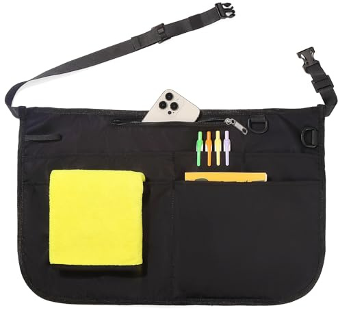 Bafelia Waterproof Server Apron for Women with 6 Pockets,Quickly Put on and Take off Waitress Apron,Work Apron for Bartender Barista (1, Black)