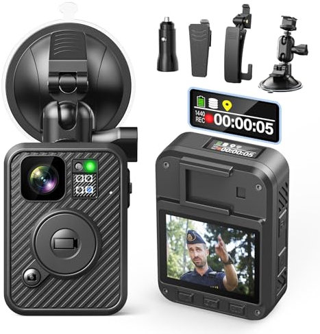 BOBLOV F2 256GB Body Camera with Dual-Screen, GPS Body Worn Camera, 2K Body Cam with Intuitive Large Button for HD Video Security Guard, Enforcement Officers, Drivers, Delivery Recording(256GB)