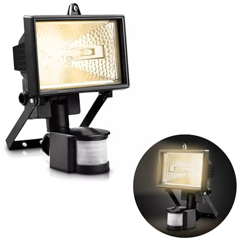 ReTaaj Motion PIR Sensor Halogen Floodlight Garden Outdoor Security Light Wall Mountable 150W