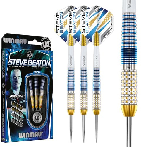 WINMAU Darts - Professionell spelare - Steve Beaton Legacy Edition 22g - 90% Professionella Volfram Stålspets Dartset med Dartflyg och Dartstammar