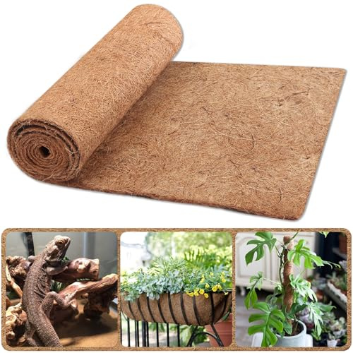 Riare Natural Coco Liner Roll, Coconut Planter Liners, Coco Hanging Basket Liner for Planter Reusable Coco Fiber Mat for Baskets Animal Pet Pad DIY Moss Pole Garden Decoration (40 x 300cm)
