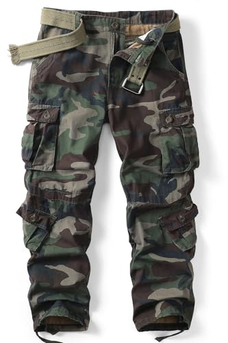 AKARMY Men's Casual Cargo Pants Military Army Camo Pants Combat Work Pants with 8 Pockets, 9006 Camo, 34