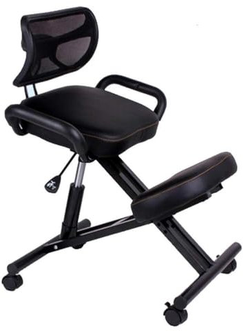 Ergonomischer Kniestuhl für verbesserte Körperhaltung, höhenverstellbarer Schaukelhocker für Büro und Zuhause (schwarzes Polyurethan)