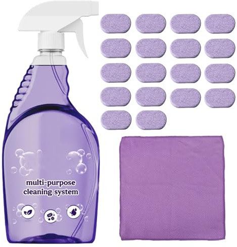 Dr Clean Spray, Dr. Clean Spray für Backöfen, Drclean Spray für Öfen, Drclean Spray Reiniger Tabletten und Sprühflasche, Mehrzweck-Reiniger für Zuhause, Küche, Bad (1 Flasche + 18 Reinigungstabletten)