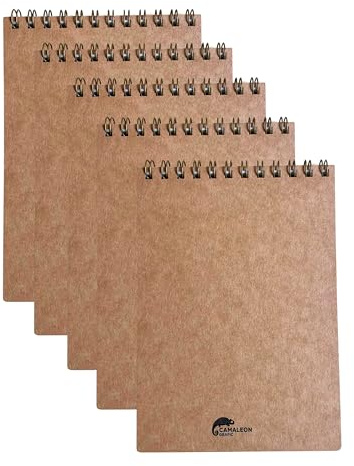 Camaleon Grafic Pack of 5 Notebooks, A6 Notebook 15 x 10.5 cm, Kraft Cover, 100 Pages, 50 Sheets. Notepads, Cute Notebooks with Guideline, Notebook Rings Squared, Block Caderno Hard Cover