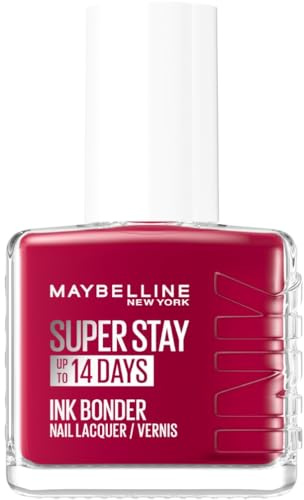 Maybelline New York Esmalte de uñas Super Stay Ink Bonder 501 Cherry Sin – Esmalte de uñas de larga duración para uñas fuertes y colores intensos, 12,3 ml