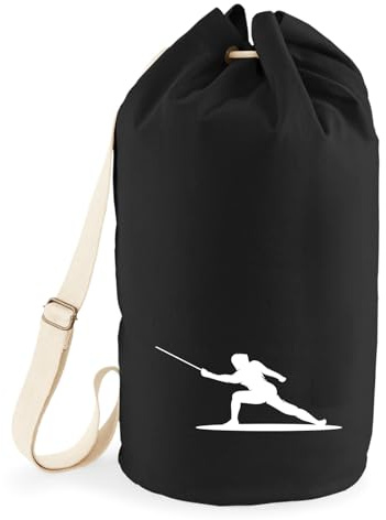 Huuraa Seesack Fechten Silhouette 20 Liter Black Baumwolle Rucksack Geschenkidee