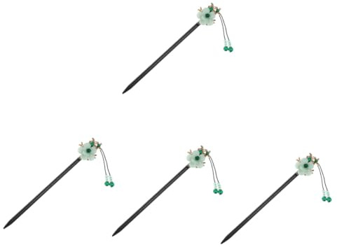 VICASKY 4 Pezzi Bacchette per in Legno Vintage con Nappa Accessori Chignon Cinesi per Donne Decorazione per Acconciature Eleganti e Cosplay