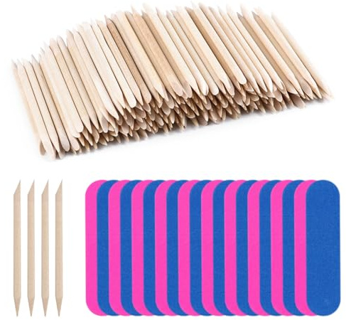 200 Stück Doppelseitige Rosenholzstäbchen für Maniküre - Orange Holz-Naghautschieber für Kunstnagel & Pediküre, Mehrweck-Cuticle-Pflegewerkzeug