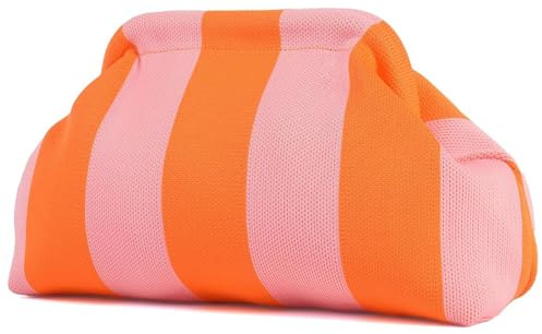 Uwiyo Damen Clutch Handtasche, Sommer Strand Clutch Damen Gestrickt Gestreift Dumpling Bag Clutche Clutche Geldbörsen Handtasche für Sommerstrände, Shopping, Reisen