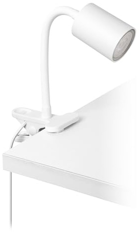 EGLO LED Klemmlampe Portella, Schreibtischlampe zum Klemmen, Leselampe mit Klemme, Metall in Weiß, inkl. GU10 Leuchtmittel warmweiß