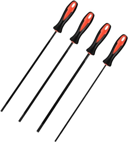 4 Stück Kettensäge Schärfen,kettensägenschärfer, Rundfeile Kettensäge Feilenset,Gibt Es 4 Größen Von 3.2mm, 4.0mm, 4.8mm, 5.5mm Pferd Feile Geeignet