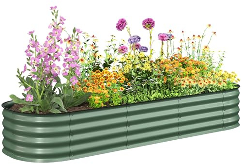 Outsunny Jardinière Surélevée en Acier Modulable 195x62x30cm Vert Clair