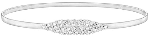 Silber Taillengürtel für Damen, Schmaler Stretch Kettengürtel Glitzergürtel für Kleid Hochzeiten Partys formelle Anlässe Rhombusschnalle Silber M