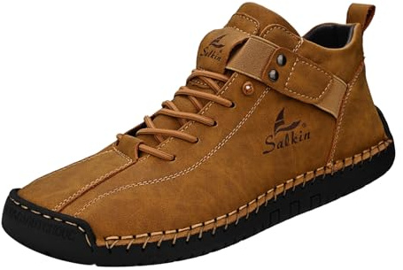 Scarpe da uomo in pelle, a piedi nudi, impermeabili, in pelle scamosciata, per attività all'aperto, ergonomiche, piedi larghi, barefoot scarpe ortopediche, 011 marrone, 40 EU