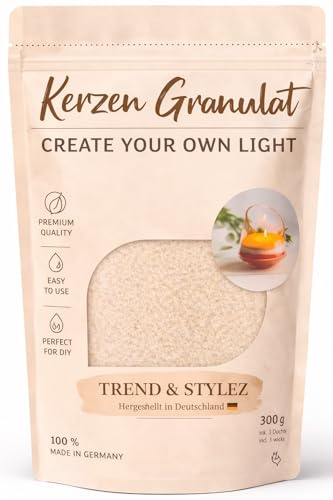 Kerzengranulat 300g inkl. 3 Dochte – Premium Kerzensand zum Kerzen selber machen – Geruchsneutrales Wachsgranulat für DIY Deko, Hochzeit & Upcycling – Made in Germany (Beige/Sahara)