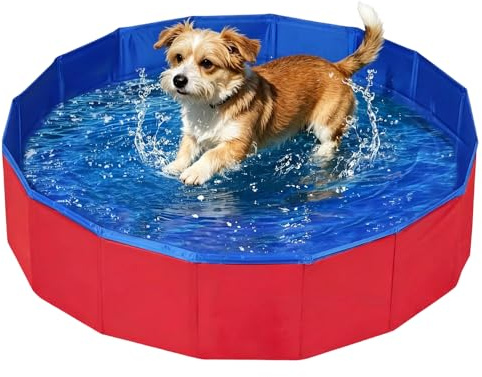 RNPKZ Hundepool 80x30 cm Hundepool Schwimmbad, Hundebecken Faltbar mit Ablassventil, Planschbecken rutschfest, Swimmingpool für Hunde, Faltbarer Pool, Hundepools Schwimmbecken für Kleine Hunde, Katze