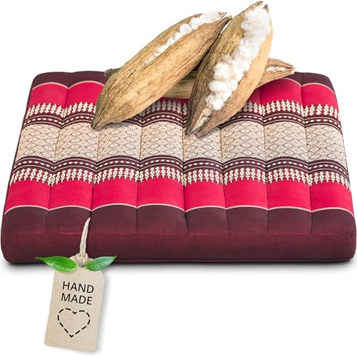 livasia Sitzkissen Stuhlauflage groß - 50x50x6cm - Bodenkissen Indoor/Outdoor, Meditationskissen Yogakissen, Stuhlauflage für Palettenmöbel, Steppkissen für Stuhl und Bank (Rubinrot)