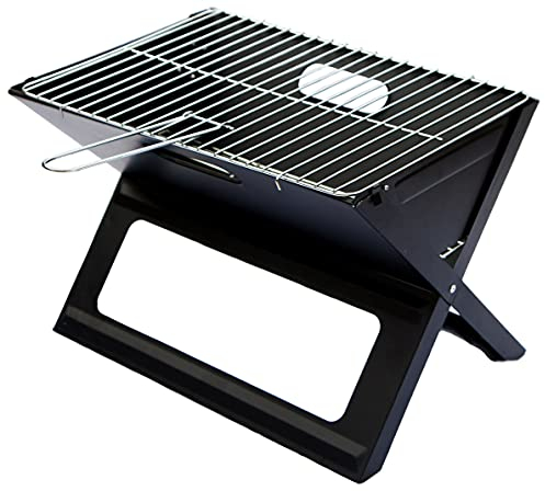 Direct Designs - Notebook-Klappgrill – tragbarer Picknick-Grill mit verchromtem Grillrost (schwarz)
